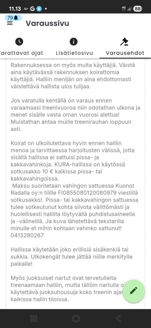 Tässä vielä muistutuksena näitä ohjeistuksia! Meillä on nyt niin paljon treenaajia että olen laittanut ohjeistukseksi että oman vuoron alkua odotetaan pihalla ja annetaan treenirauha loppuun asti! Minuutilleen sisälle ja mielestäni edellinen voisi poistua pari minuuttia ennen vuoronsa loppua niin ei tulisi törmäyksiä käytävässä! Kiitos jos huomioit!